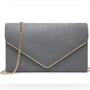 *NWT Dasein Evening Bag, Faux Suede- Gray.‎ Clutch Purse Women